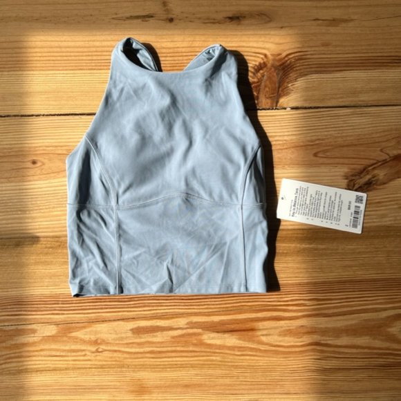 Lululemon Key to Balance Tank Top Fitted High Neck Crisscross Blue Sz 2 NWT - Picture 3 of 5